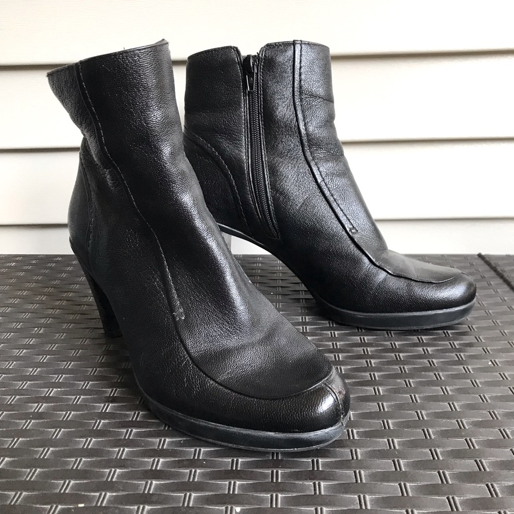 Clarks black heeled ankle boots